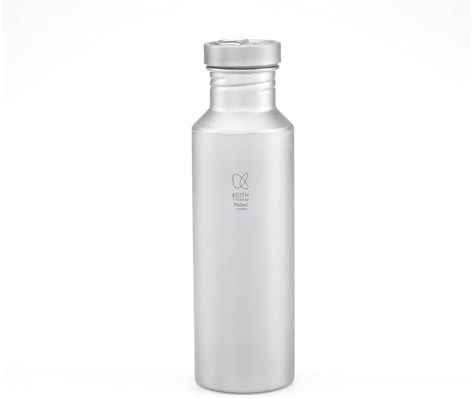 Keith Titan Wasserflasche Outdoor Titanium Trinkflasche Wandern leicht, direkt trinkend, breite Öffnung, Titan Flasche Sport Water, Aufbewahrungskoffer für Kletterräder(700ml Ti3032)
