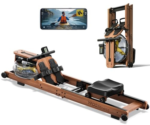YPOO Foldable Rowing Machine for Home, Magnetic Rowing Machine, Quiet, 16 Resistance Levels, with Exclusive App & LCD Data Display, Double Slide Rails Stability, Maximum Load 160 kg, Easy Assembly