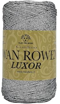 cordino per borse swan rowen effetto LUXOR da 200g - 50% cotone riciclato -50% poliestere LUREX per uncinetto 3-4 (luxor grigio - 6401)
