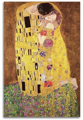 YMXSDIMDS Gustav Klimt Gemälde Poster The Kiss 1907 by Gustav Klimt, Leinwanddruck, Schlafzimmer, Wohnzimmer, Dekoration, 50 x 75 cm