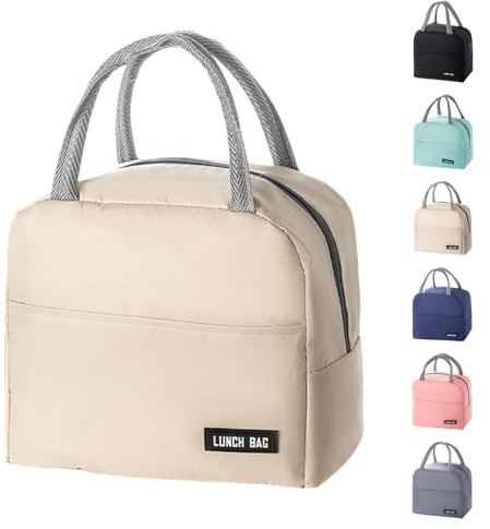 SUOXU Insulated Lunch Bag for Men Women Kids Cool Bag- Reusable Thermal Food Bag Ice Pack with Leak-Proof Liner, Cooler Tote for Work, School, Picnic & Travel (5L - Khaki)