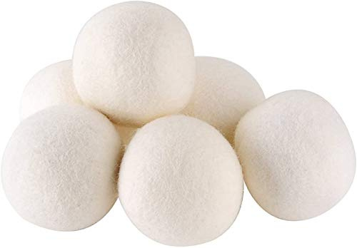 Juego de 6 bolas de lana de 7 cm para secadoras, bolas de lana para secadora de ropa, antiestáticas, naturales, reutilizables