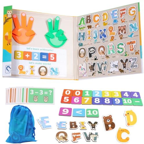 Montessori Spielzeug Lernspiel,Mathe Lernspielzeug aus Holz, Magnetisches Arithmetisches Lernspielzeug, Holz Mathe-Zählspielzeug, Unterrichtsspielzeug Fingerzähl für Geburtstag Weihnachten Geschenk