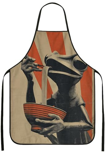 Delantal anfibio vintage para cocinar, diseño de arte retro, delantal de cocina para adultos, regalo culinario para amantes de la comida, Rojo -, 24x31 Inch