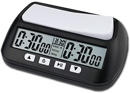 Schachuhr, digitaler Schachtimer, professionelle Schachuhr mit akustischer Alarmfunktion für Turniere, Brettspiele (YS 902, Schwarze englische Version)