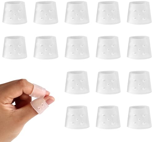 16pcs Finger Protection Sleeves, Premium Gelatin Finger Tips Wound Cover Protectors Skin Picking Prevention Gloves Silicone Thumb Cots for Anti-Scratch or Craft & Cut Fingertips Protection