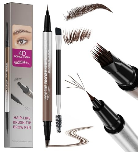 Erinde Microblading 2-i-1 Ögonbrynspenna, Vattentät ögonbrynspenna, Flerdelad spets & Exakt spets, Ögonbrynsmake-up för kvinnor, Naturliga & Definierade ögonbryn #03