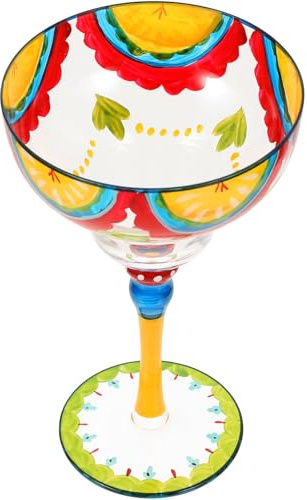 MOBUTOFU Bicchiere da Margarita Dipinto a Mano in Vetro Decorativo Bicchiere da Cocktail Artistico per Feste e Uso Domestico Vetro di Qualità per Vino Whisky e Succhi 1 Pezzo