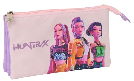 K-Pop Demon Hunters - Iconic - Portatodo Triple, Estuche Infantil, Ideal para Niños en Edad Escolar, Cómodo y Versátil, Resistencia, 22x3x12 cm