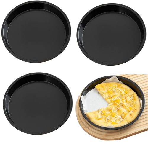 KEUGT Pizzablech,4 Stück 20cm Rund Pizzaform,Carbonstahl Pizzapfanne