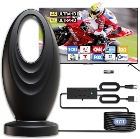 2026 TV Antenna for Smart TV and Old TV, 2200+ Miles Range HD Digital TV Antenna Indoor with 360° Signal Strongest Booster, Supports Local Channels 1080P 4K Reception for Home, RV, Camping (33ft)