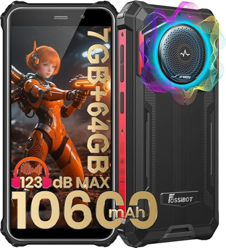 FOSSiBOT F101P Teléfono Irrompible 5.45, 10600mAh Batería, 123dB Altavoz Movil Todoterreno, 7GB+64GB/1TB Móvil Resistente, 2Ghz Octa-Core, Cámara 24MP, IP68/IP69K/GPS/OTG/BT5.0 (Negro-64GB)