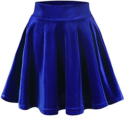Urban GoCo Donna Vintage Svasata Mini Gonna da Pattinatrice Versatile Elastica di Velluto Gonna Blu Reale L