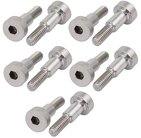 uxcell 10pcs 304 Stainless Steel Hex Socket Shoulder Bolt 5mm Shoulder Dia 8mm Shoulder Length M4 Thread