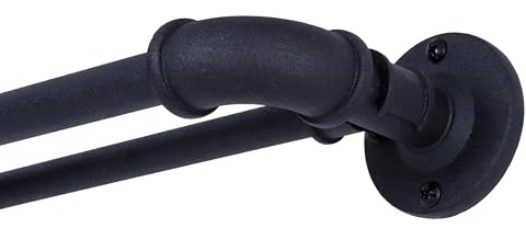 Sun Zero SN Bronn Tringle à rideaux double enveloppante pour obscurcissement de pièce, 91,4 à 167,6 cm, noir mat