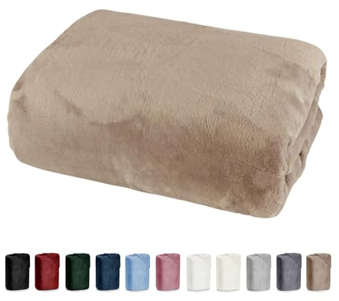 Bettlaken 150x200 Cashmere Touch Spannbettlaken Super Soft Winter Spannbetttuch Nicky Plüsch Teddy Typ585 Öko-Tex pflegeleicht Taupe für 140x200 bis 160x200