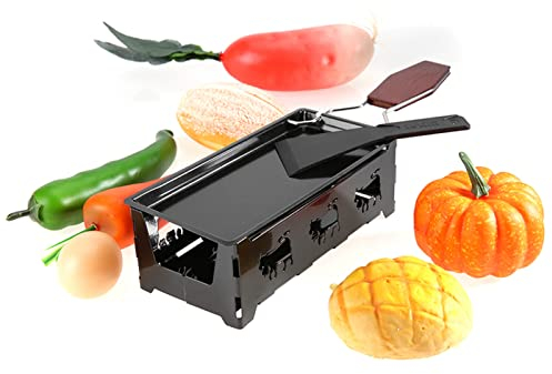Mini Raclette Portátil Estante antiadherente para Queso Raclette Rotaster Hornear Estufa con Mango de Madera Queso Espátula Herramienta de Parrilla