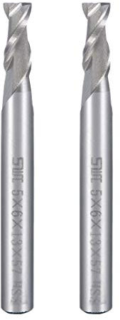 sourcing map 2 piezas de vástago de 6 mm 5 mm x 13 mm Cortador de Taladro de Metal de punta plana recta Taladro de Metal CNC Taladro de Metal Bits 2 Flauta