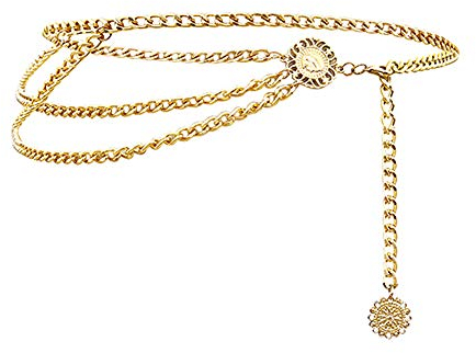 Jurxy Catena in Lega Multistrato Catenina per Donna Catena con Ciondolo a Cintura con Cintura Imbracatura Regolabile per Il Corpo per Abiti Jeans - Oro Stile 1