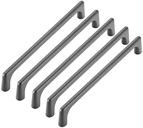 FBSHOP(TM) 5pcs Cabinet Door Handle, Cabinet Bow Pull for Cupboard Drawer Wardrobe of Kitchen Bedroom Furniture, Hole Centres: 160mm, Zinc Alloy,Grey