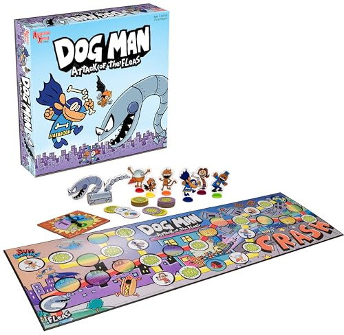 University Games E2:E3Dog Man Attack of the Fleas Board Game, for 2-6 Players 07010 Blue