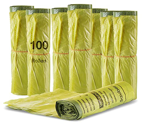 BigDean 1300 Gelbe Säcke 90 Liter 15my - 100 Rollen a 130 Stück Gelber Sack | ca. 60x87 cm plus 5 cm Umschlag, Ideal für Mülltonnen, Mülleimer und Körbe, HDPE Gelb
