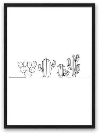 Kunstdruck Din A4 ungerahmt Kaktus Kakteen Zeichnung Minimalismus Linien Moderne Kunst Poster Bild