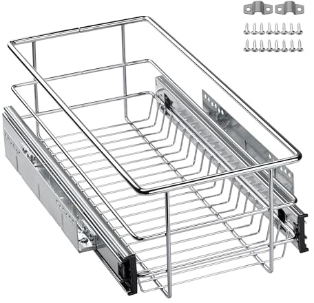 SOTECH 30 cm Tiroir télescopique à ouverture totale avec glissière à billes Capacité de charge 20 kg Chrome poli Tiroir