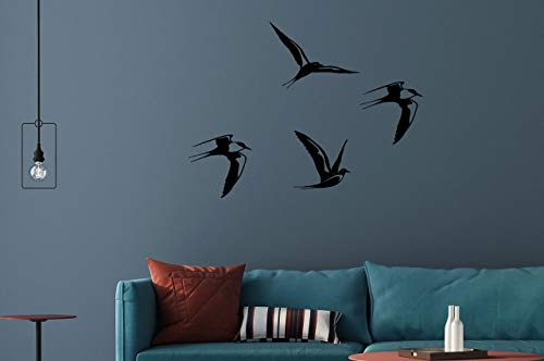 Illumino Metall Wanddeko Kunst Flussseeschwalbe 4er Set für Wohnung und Garten Vogel Gartendeko Wohn Wand Deko