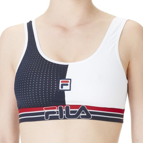 Fila Sujetador Deportivo, de algodón, Blanco, Negro T750-1, S para Mujer