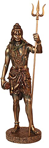 ARTVARKO Statua del dio Shiva Bhagwan in piedi con idolo Trishul Scultura Murti per la decorazione della casa Scultura da esposizione del tempio in bronzo fuso a freddo di alta qualità, altezza 50 cm