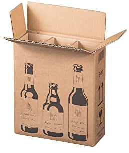 5x Flaschenversandkarton für drei Bierflaschen mit Einlage - flexibler und bruchsicherer Karton für Bier - 3er Bierkarton 5 Stück