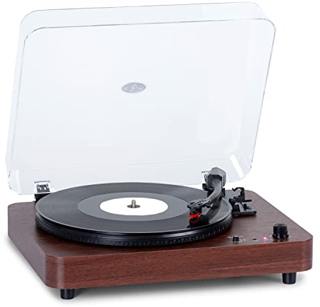 Auna Plattenspieler für Schallplatten, Plattenspieler mit Lautsprecher, Schallplattenspieler mit Bluetooth, Audio Record Player, Moderner Vinyl Player, Plattenspieler im Retro-Design, Turntable