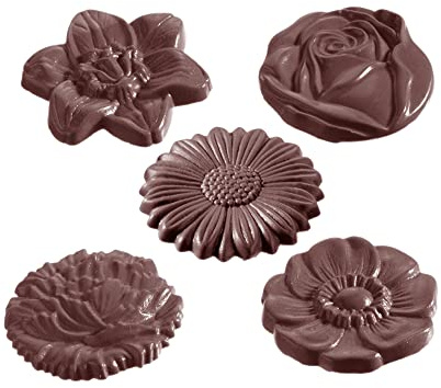 CW2140 – Chocolate World – 5 Fig Flower Caraque Polycarbonate Mould