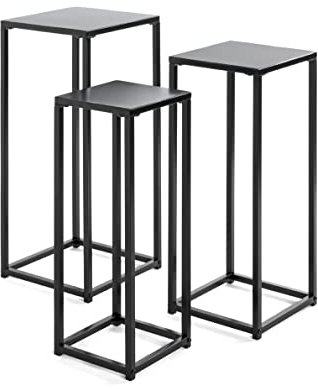 HAKU Möbel Blumensäule 3er Set schwarz, Metall - Maße: B 22/30/30 x H 61/66/71 x T 22/26/30 cm, Style: Modern