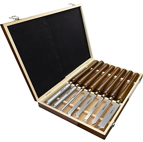 DEEFIINE Drechseleisen Set, HSS Drechselmesser im Holzkoffer, Drechselwerkzeug für Holz(8Stück)