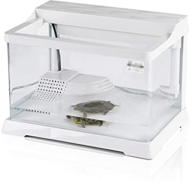 Aquarium Schildkröten/Aquarien Turtle-Tank mit Balkon, ultra-weißes Glas, kleines Wohnzimmer, Fischtank, Schildkrötenvilla, spezielles Tank zum Erheben von Schildkröten Terrarium Schildkröte ( Size :