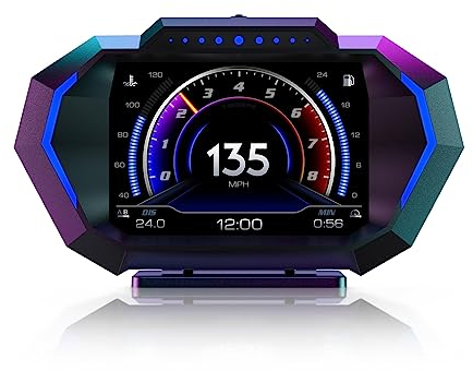 P24 HUD Head Up Display OBD2+GPS LCD Auto Digital Tachometer RPM/Alarm/Temp Neigungsmesser für alle Fahrzeug