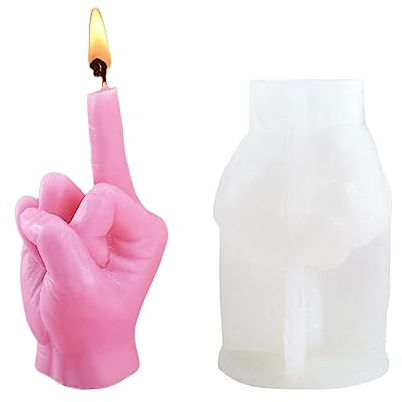 Hand Gesture Silicone Mould, 3D Middle Finger Candle Moulds Epoxy Resin Casting Mold for Soap Candle Making Handmade Aromatherapy DIY Crafts Home Decor