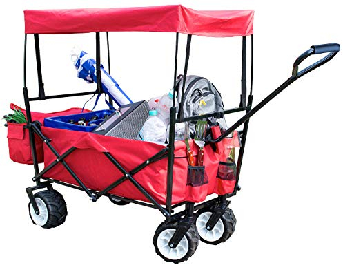 Xcase Bollerwagen Plane: Faltbarer Bollerwagen mit Dach Versandrückläufer (klappbar, Strandwagen, Bier)