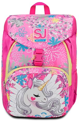 SJ Gang Zaino Scuola Primino, Rosa, Unicorn Led, Mono Scomparto, Zaino Scuola Elementare, Zaino Bambina