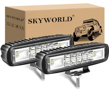 SKYWORLD 2PCS Faro da Lavoro LED, 6 15cm 24W Luci di Lavoro a Led 12V 24V, Fari di Profondità, Barra Led Fuoristrada Faretto Fendinebbia per Auto Trattore Camion SUV ATV 4x4, 6000K Luci di guida