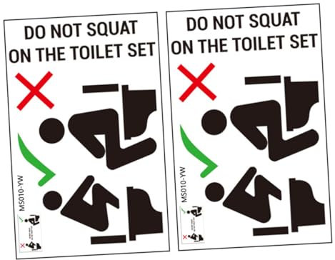 Ciieeo Adesivo Per Sedile Wc Abbassato 20x30cm Segnali Di Avvertimento Per Adesivi Murali Del Bagno
