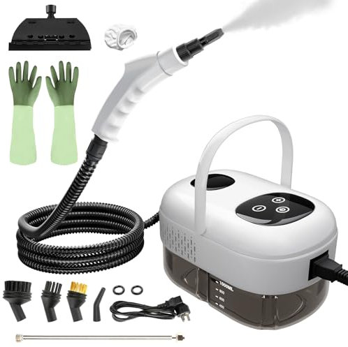 Steam Cleaner, 1100ML/2500W High Power, Handheld Steam Cleaner with 6 Speeds Smart Touch - Portable Steamer for Cleaning Kitchen Grease/Window Glass/Car/Bathroom/Tiles/Grout/Carpet/upholstery, 3BAR