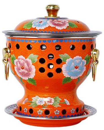 OYWEHECE Hot Pot Durable Cloisonné Single Enamel Pot Small Hot Pot Meal Alcohol Pot Household Single Oil Hot Pot Pure Copper Pot Chafing Dish,E