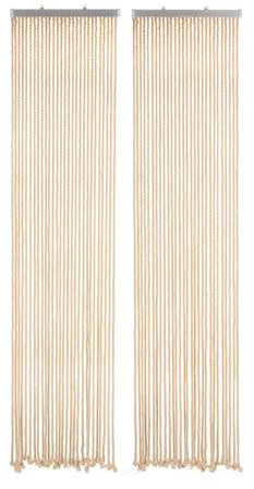 Kobolo Seilvorhang MARITIM, 90x200 cm, 56 Stränge, beige, mit Zweiteiliger Aluleiste – dekorativer Fliegenvorhang als Sichtschutz oder Türvorhang für Balkon und Terrasse