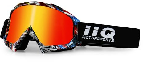 IIQBOVEN Motorradbrille,Motocrossbrille,Dirt Bike Brille,ATV Brille,Off Road Brille,Fahrradbrille,MX Brille für Männer Frauen Jugend Fit über Brille UV400 Winddichte staubdichte mtb brille