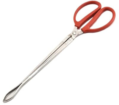 XUCZHAI Feuerstellenzange, stabile Multifunktions-Krabbenzange aus Edelstahl, Langer Griff, Kaminzange(38cm Curved)