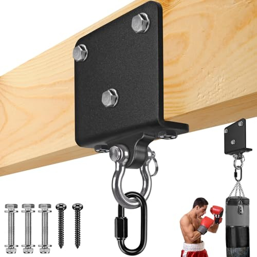 Dolibest Boxsack Aufhängung Sandsack Deckenhaken Balkenbefestigung | 5.5cm Balken,Drehbar,Speedbag MMA Kick Muay Thai-Sack Schaukel Hängematte Hängesessel Aerial Yoga Turnringe,154kg