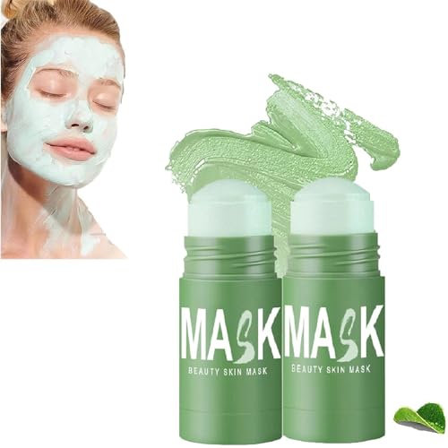 Juxek Green Tea Mask, Green Tea Deep Cleanse Mask, Green Tea Mask Stick, Blackhead Remover with Green Tea Extract for All Skin Types (2pcs)
